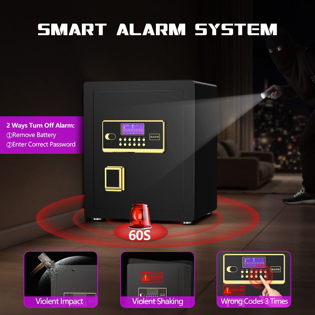 3.0 Cuft Safe Box with Digital Panel Home Security Money Jewelry Hotel Office