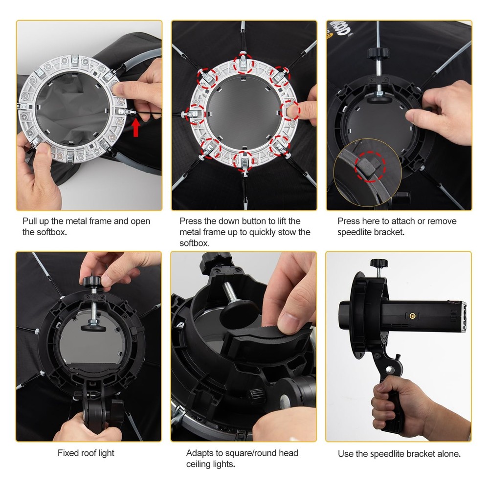 FS60 Softbox 60cm Softboxes, Quick Release Foldable Softbox with Honeycomb Gr...