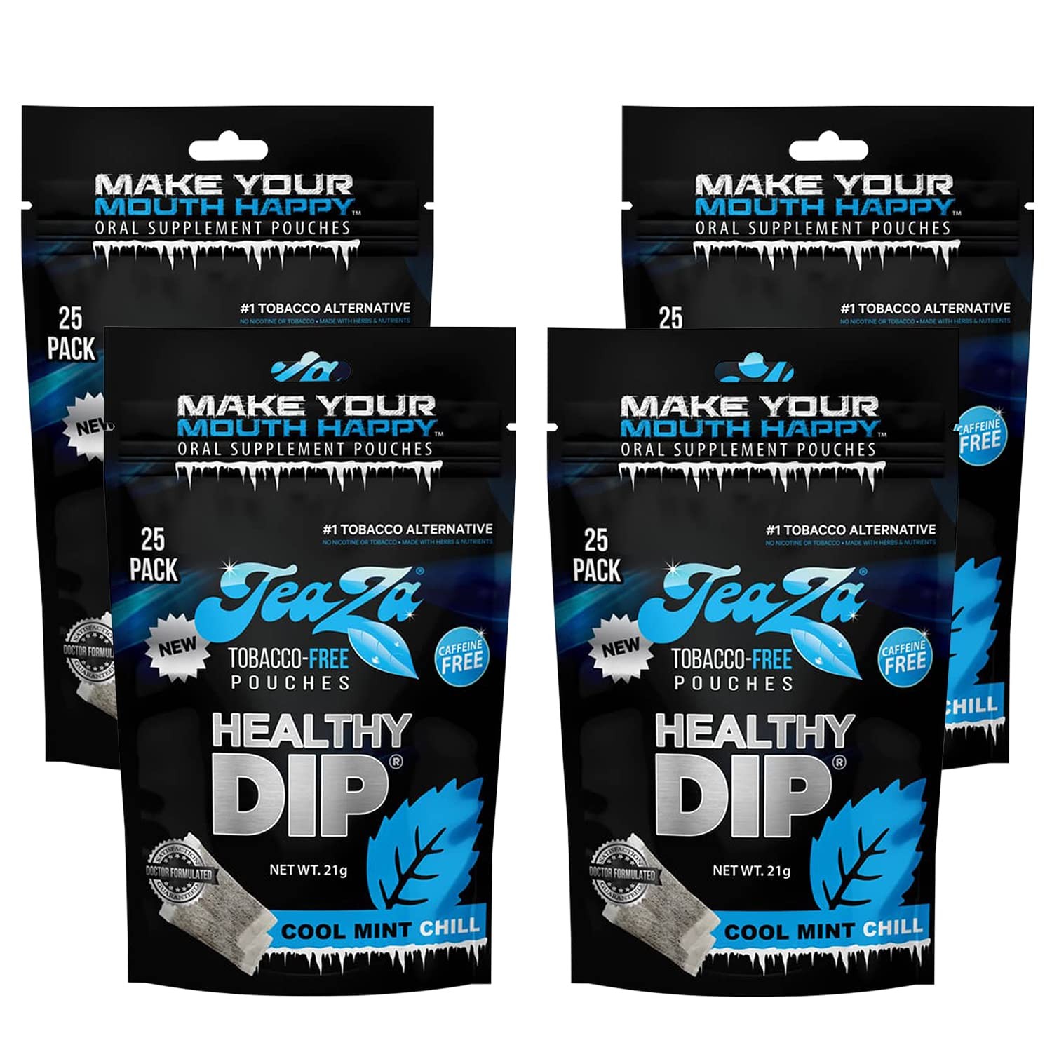 Teaza Energy Herbal Healthy Pouch - Cool Mint Chill 4pk Bags Free Shipping 05/26