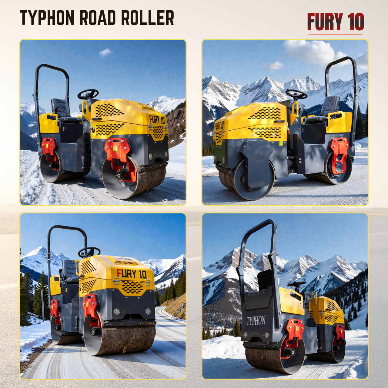 TYPHON Fury 10 Road Roller Compactor 1 Ton B&S 13.5hp Gas Soil Asphalt Rollers