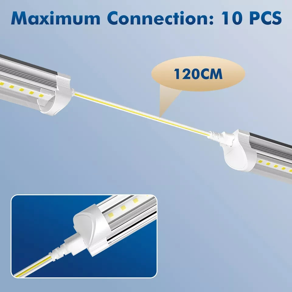 4FT LED Shop Light T8 Linkable Ceiling Tube Fixture 24W Daylight 6000K Clear