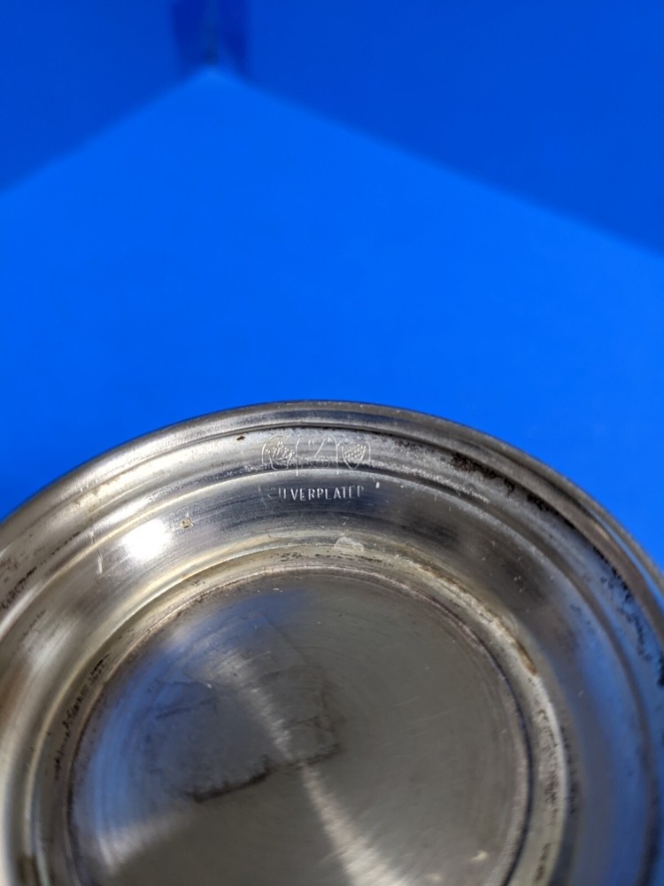 Silver plated solid footed dish/bowl ~ Pictorial marks Crown S Shield