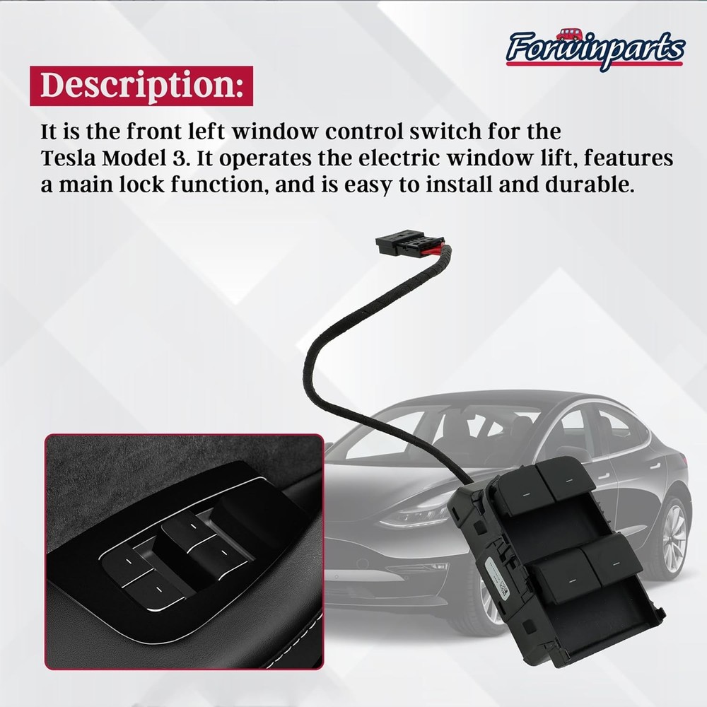 Tesla Model 3 Window Switch Front Left Driver Side Power Master Window Switch fo