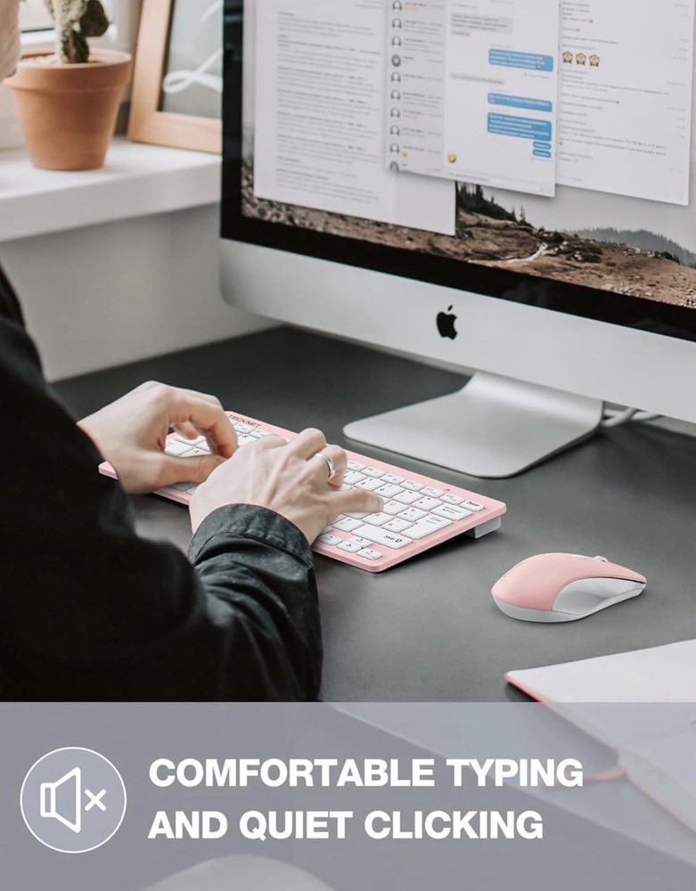 TECKNET Wireless Keyboard and Mouse Combo, Mini Cordless Computer Keyboard an...