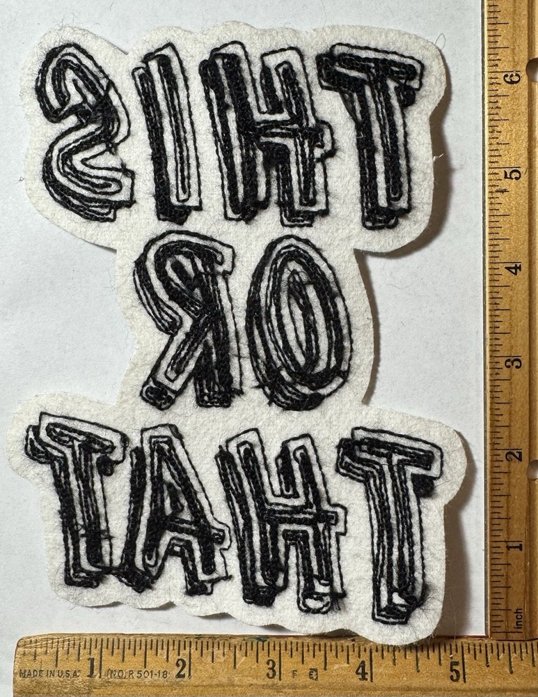 Vintage This Or That Chenille Sew On Felt Patch