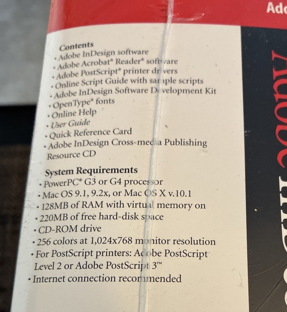Adobe InDesign 2.0 Upgrade for Mac New and Sealed