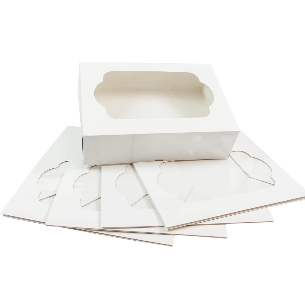 Global Sugar Art Modern Professional White Rectangular Cupcake Box 10x7x4
