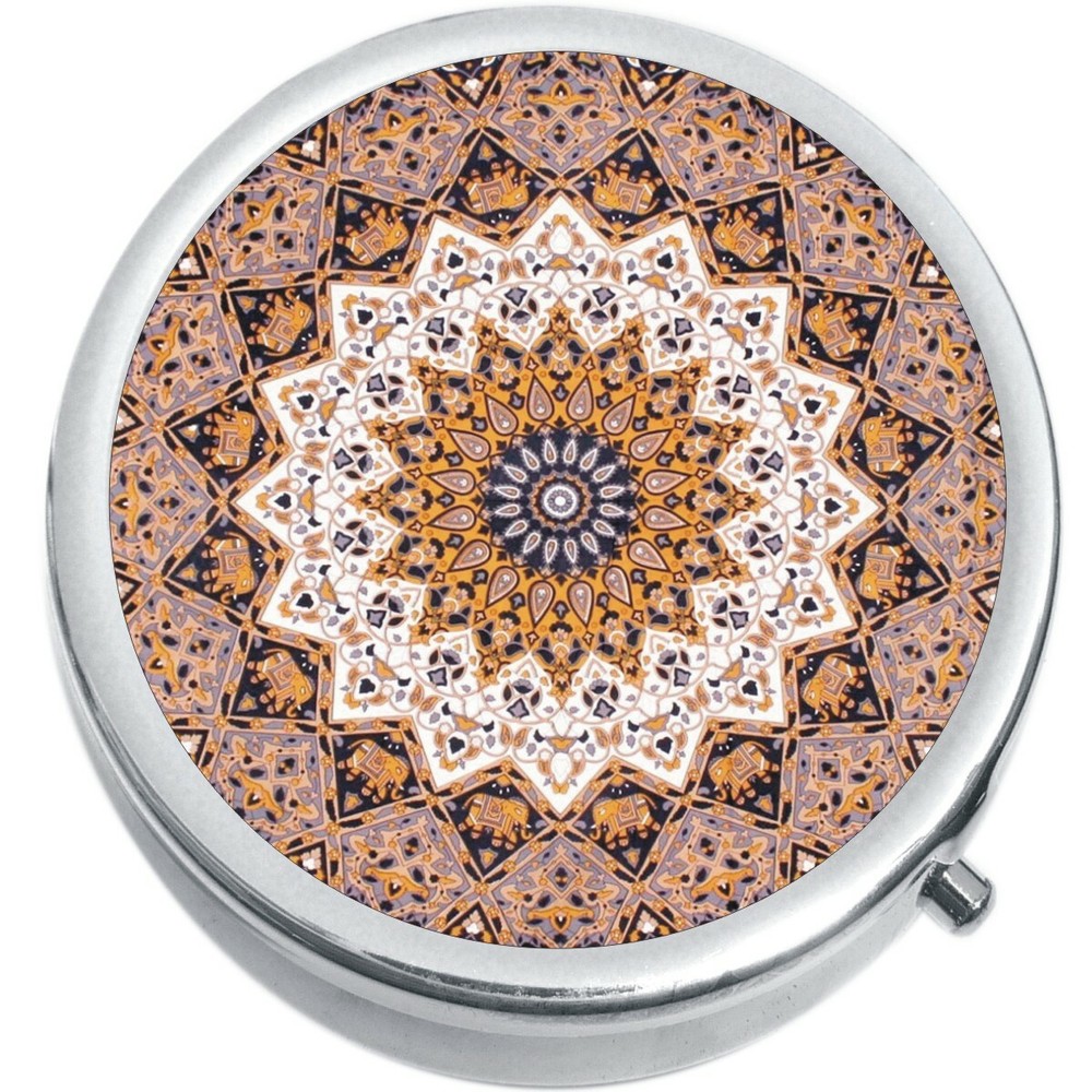Mandala Pattern Medicine Vitamin Compact Pill Box