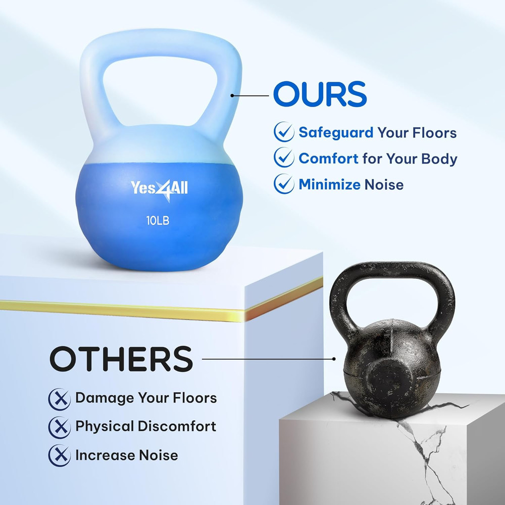 Soft Kettlebell, PVC Kettlebells Exercise Weights & Color-Coded Strength Trainin