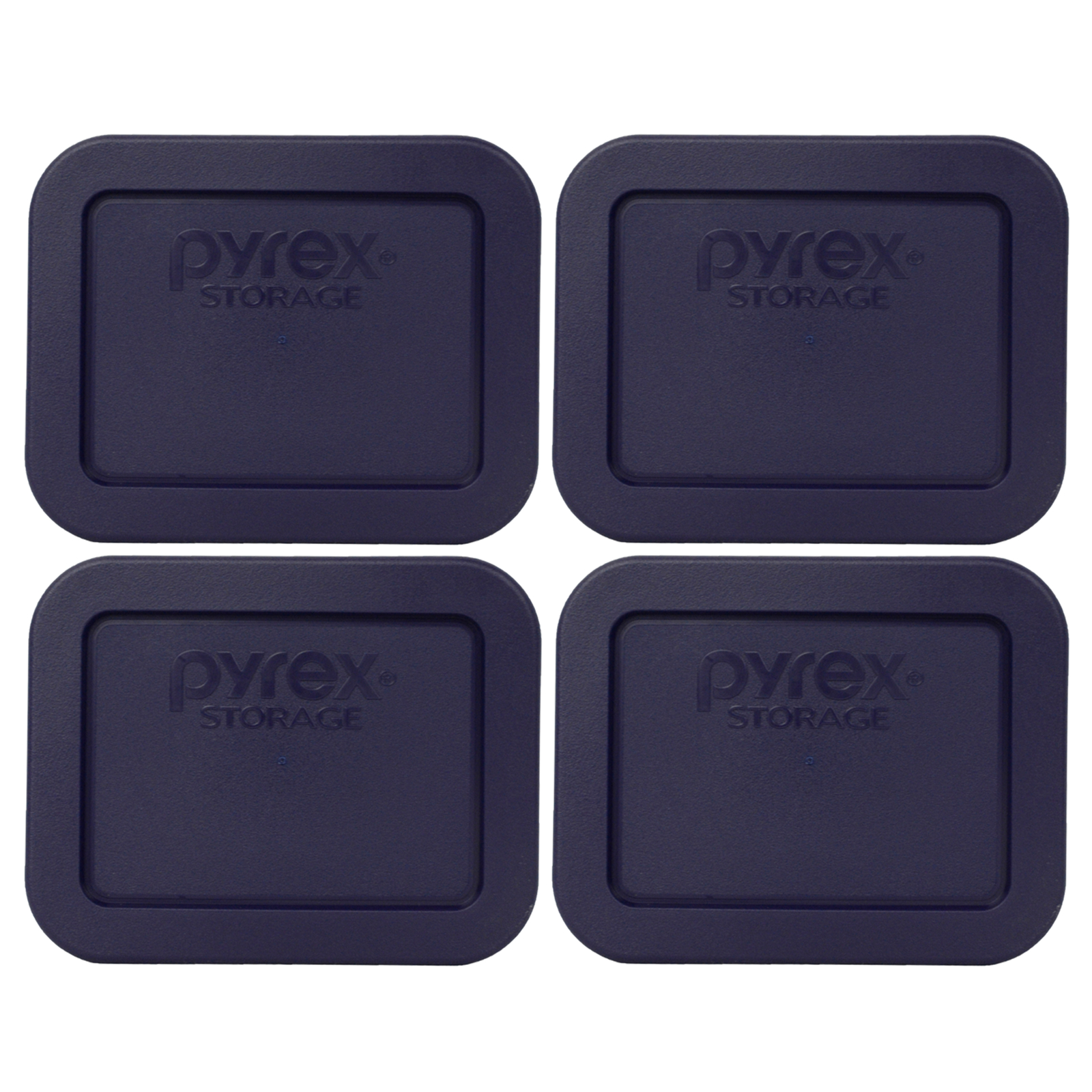 Pyrex 7213-PC Rectangular Blue 1.9 Cup Plastic Storage Lid 4PK for Glass Dish