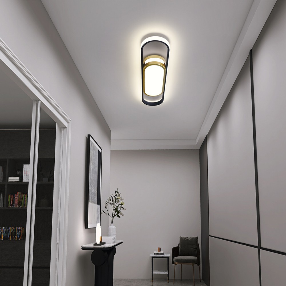 Modern Linear LED Flush Mount Ceiling Light Fixture Dimmable Ceiling Lamp+Remote
