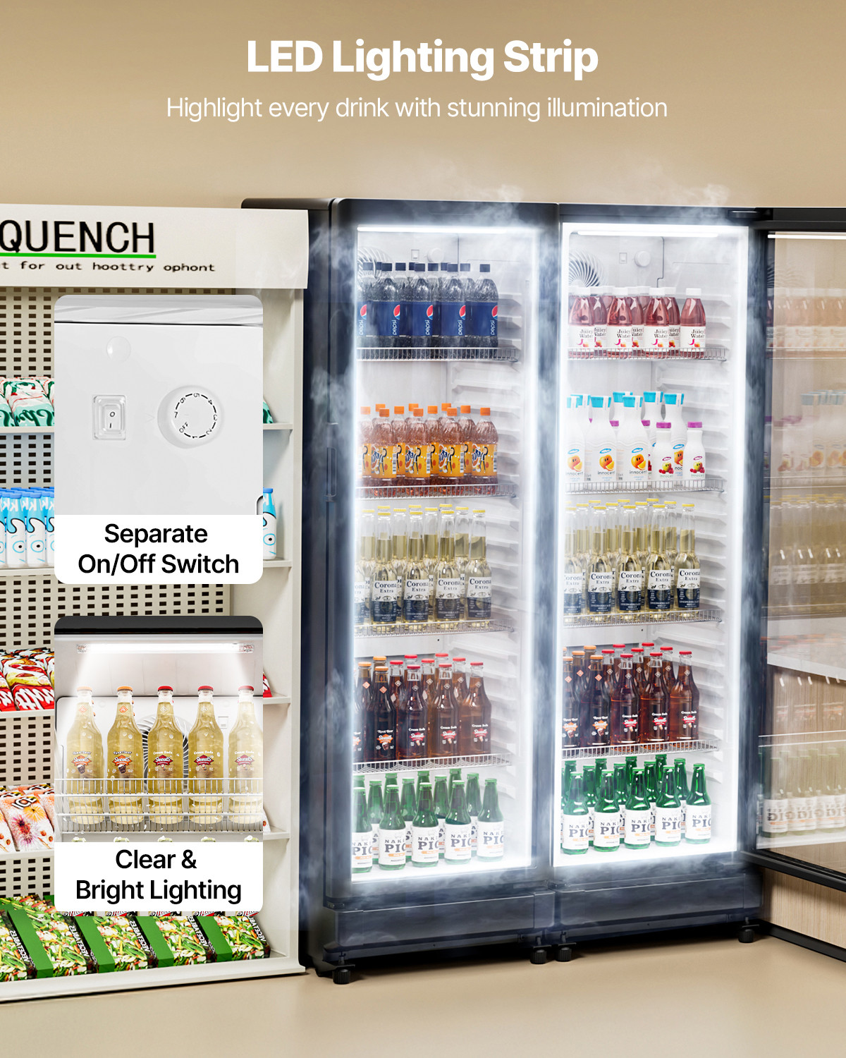 VEVOR Commercial Merchandiser Refrigerator 8.1 CU.FT Glass Door Beverage