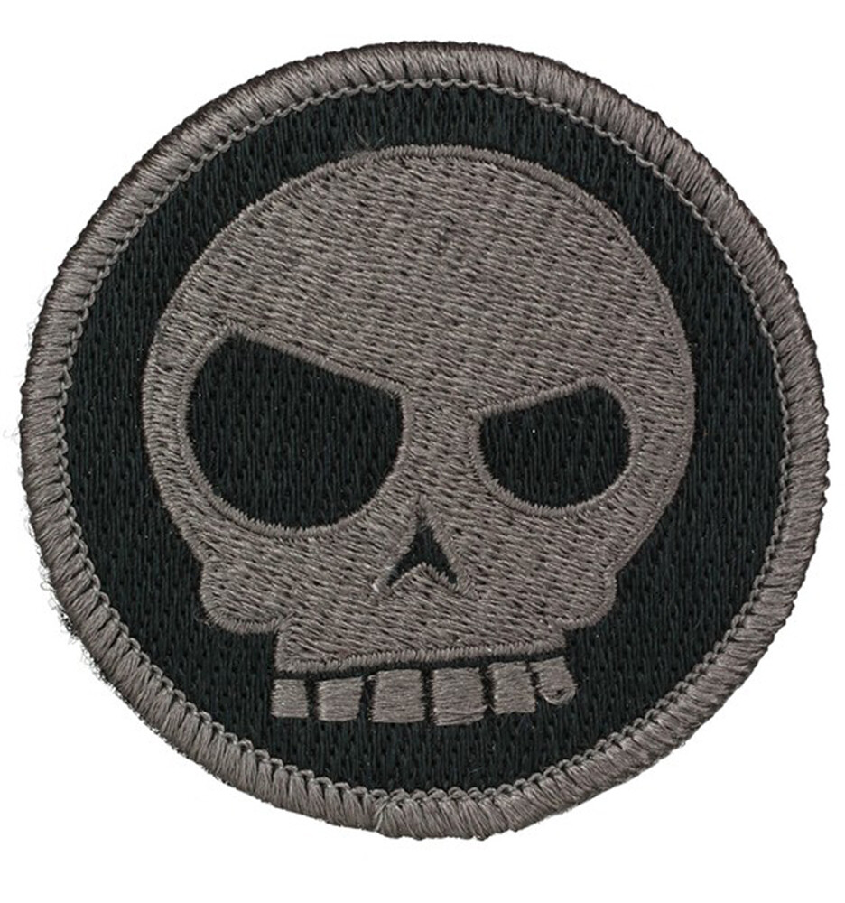 Morale Skull 2.5" Diameter Gray & Black Hook-Back Patch