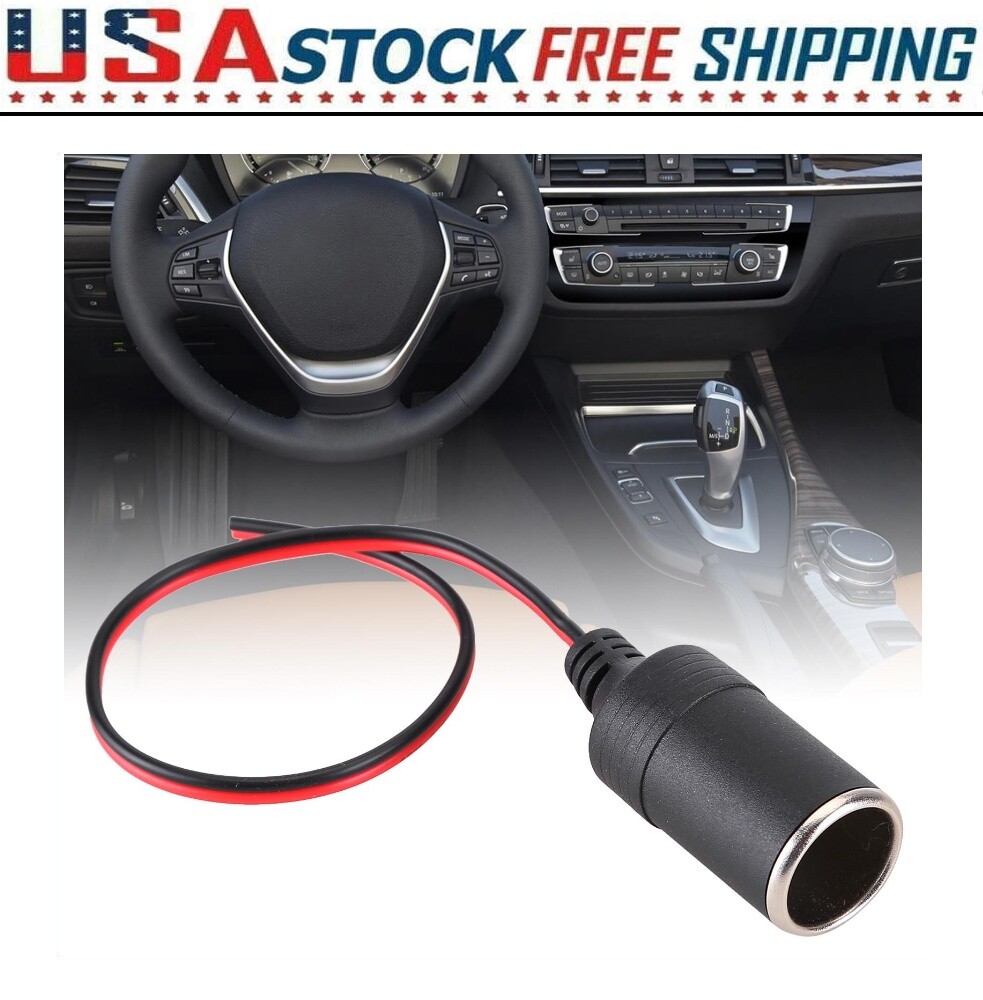 Car Cigarette Lighter Charger Cable Female Socket Plug Connector Adapter 12V/24V