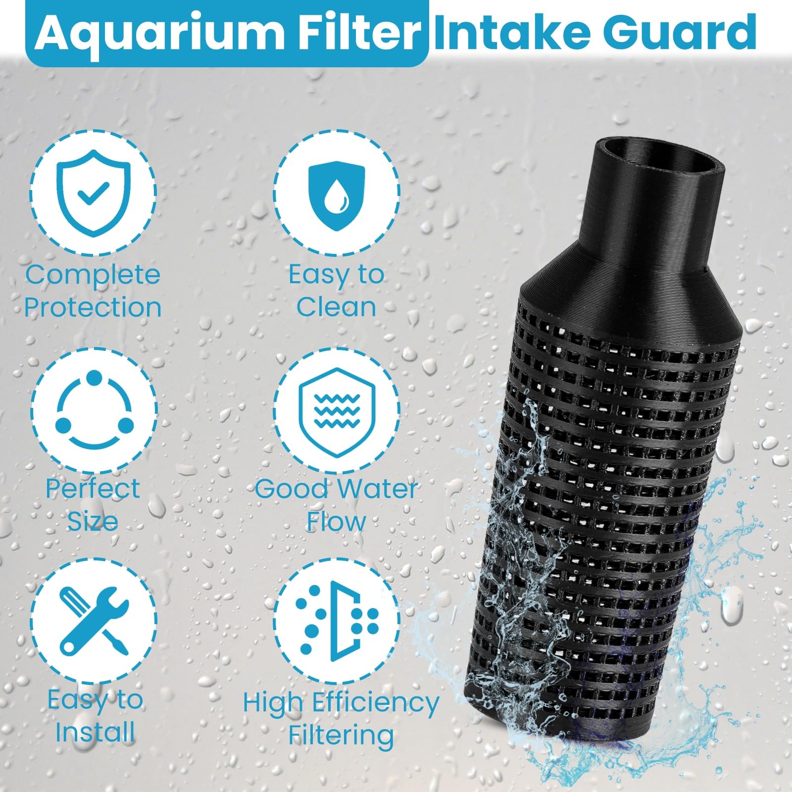 ETZ Aquarium Intake Guard, Guard Fits for Shrimp Fry Black