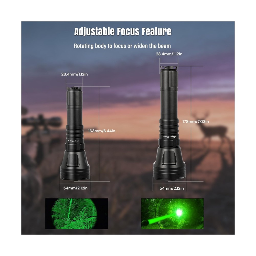 KL52 MAX Upgraded Hunting Flashlight Super Bright Long Range Zoomable Predato...