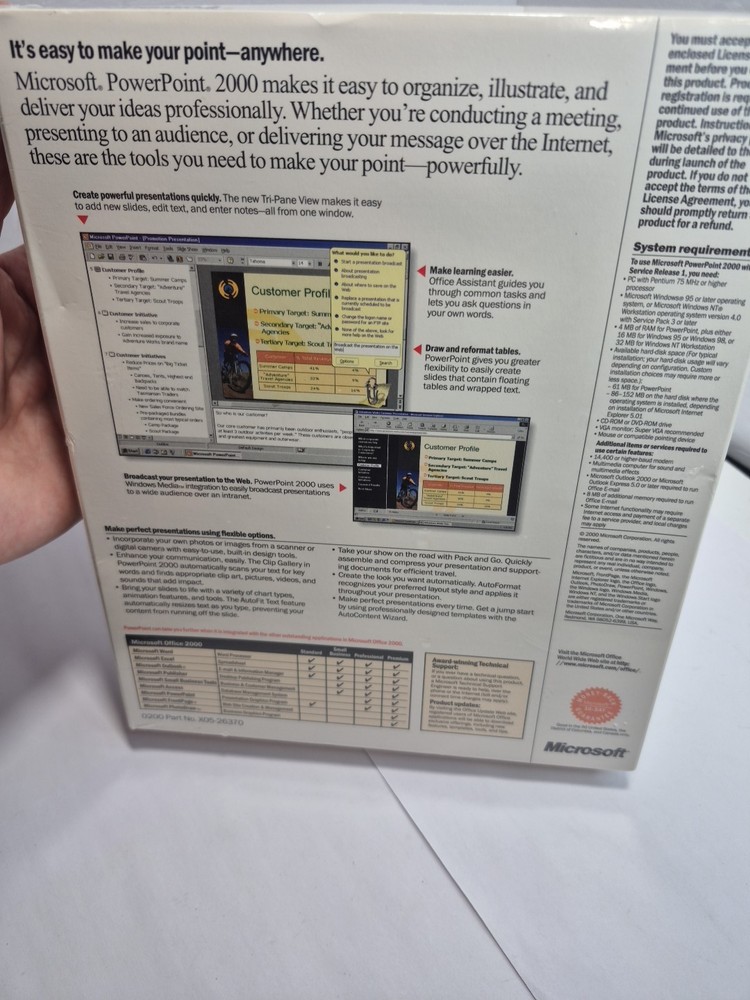 Microsoft PowerPoint 2000 Upgrade - Presentation Graphics Program New & Sealed