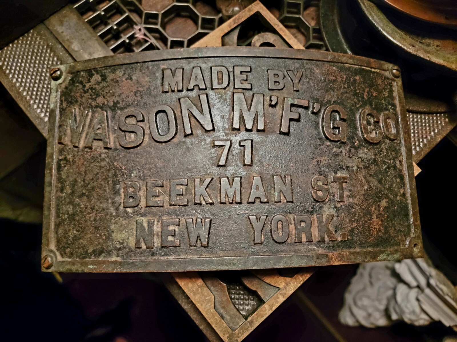 Antique Joseph/Carleton NASON M'F'G Early NYC Steam Makers Plaque