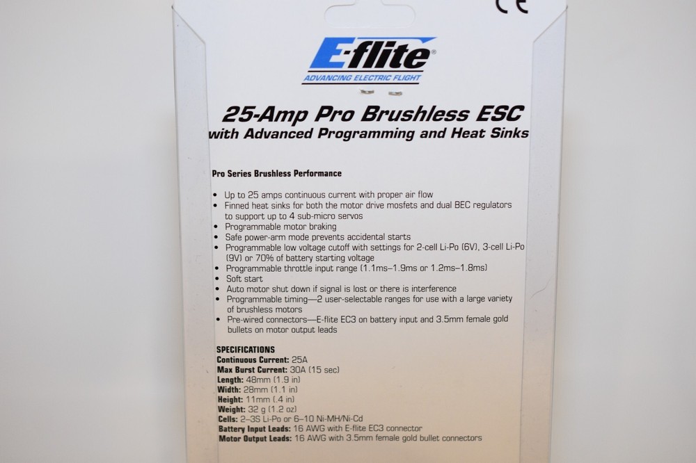 E-FLIGHT 25 AMP PRO BRUSHLESS ESC WITH ADVANCED PROGRAMMING AND HEAT SINKS