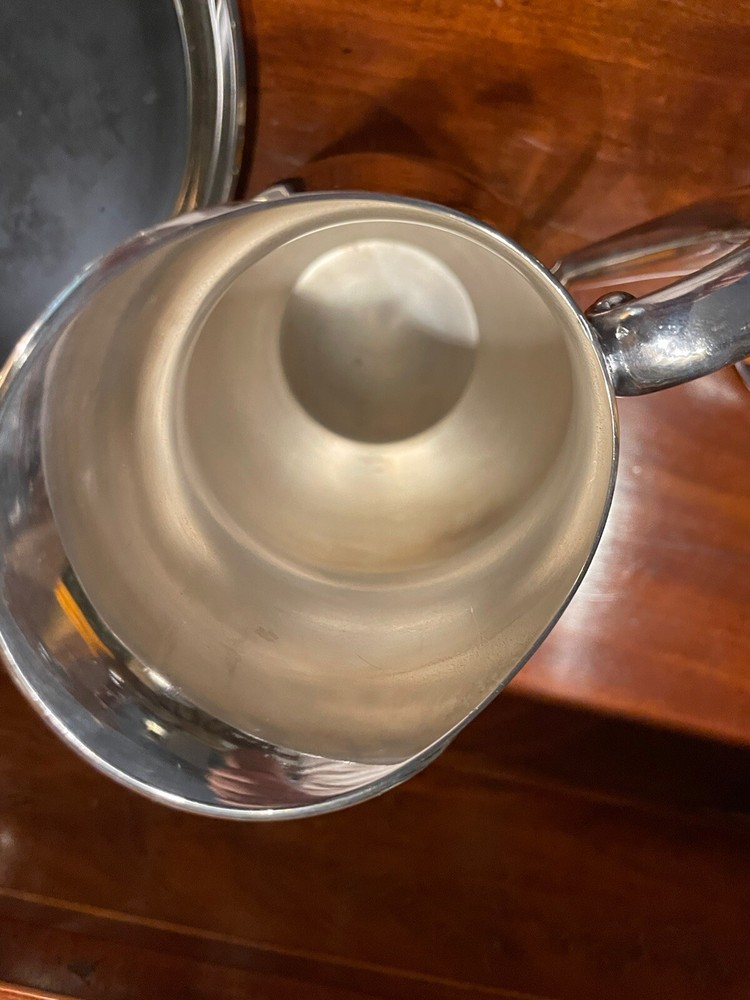 CLASSIC FANCY FOOTED LARGE PITCHER INTERNATIONAL SILVER - SILVER APPLE PATTERN