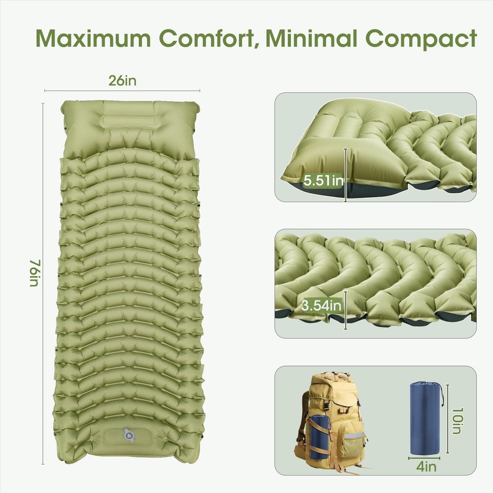 Sleeping Pad for Camping, Self Inflating Sleeping Pad Extra Thick Sleeping Ma...