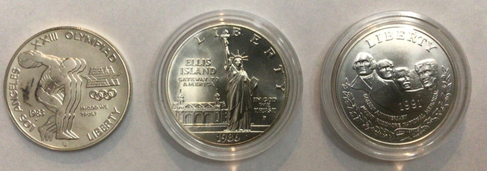 Three -3️⃣ Silver $1 US COMMEM 90% SILVER DOLLAR COINS 👉PROOF/UNCIRCULATED