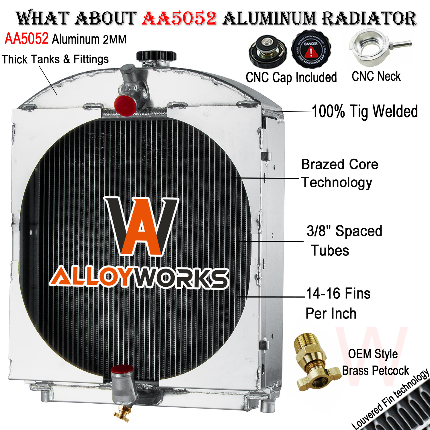 3-Row Aluminum Radiator For Allis Chalmers Tractors WC WD WD45 Gas LP 70228587