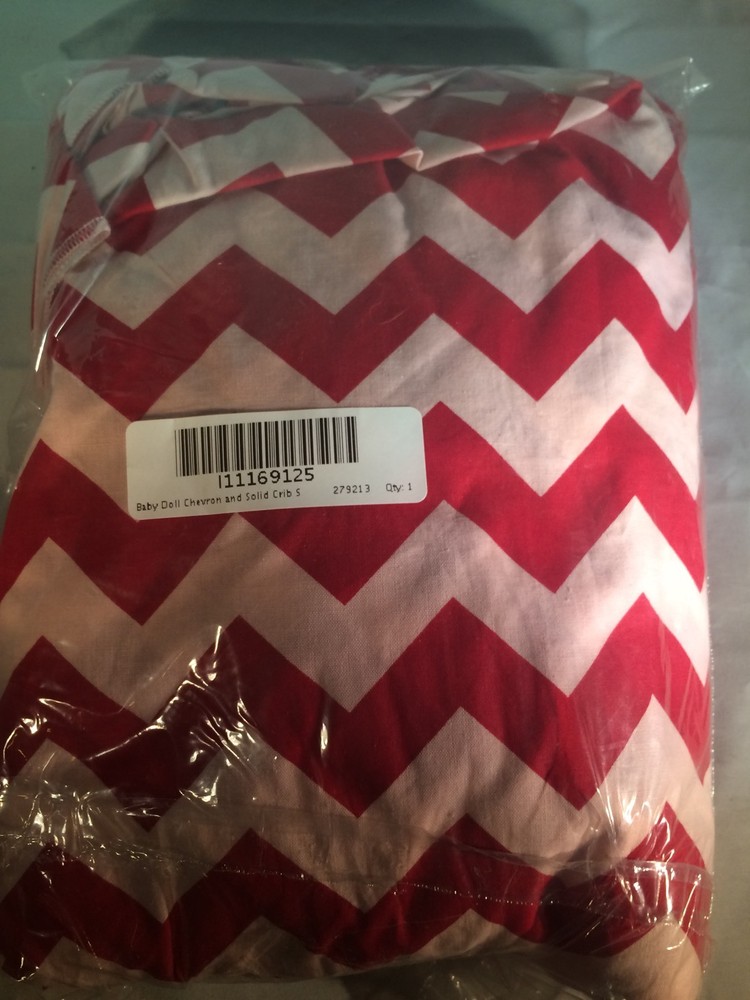 Baby Doll Chevron and Solid Crib Sheets, Red/Pink