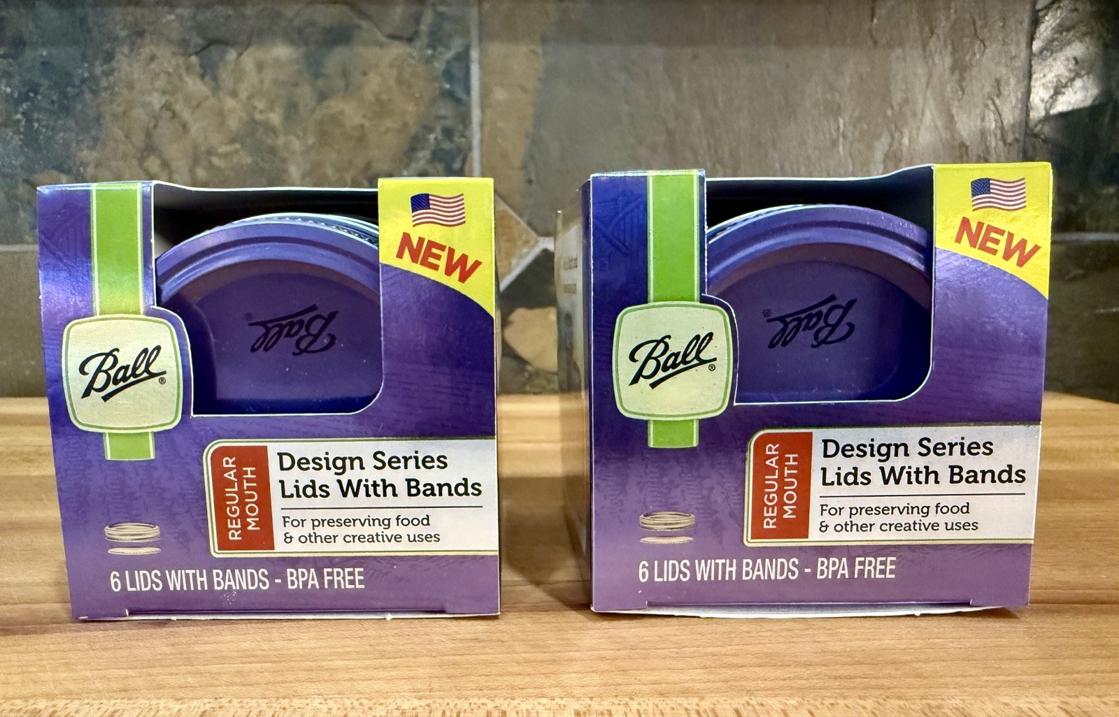 Ball Canning PURPLE Design Series Lids Bands Regular Mouth (6 Count) *Two Boxes*