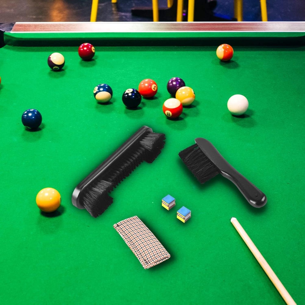 Billiards Brush Pool Table and Complete Accessories Set, Black