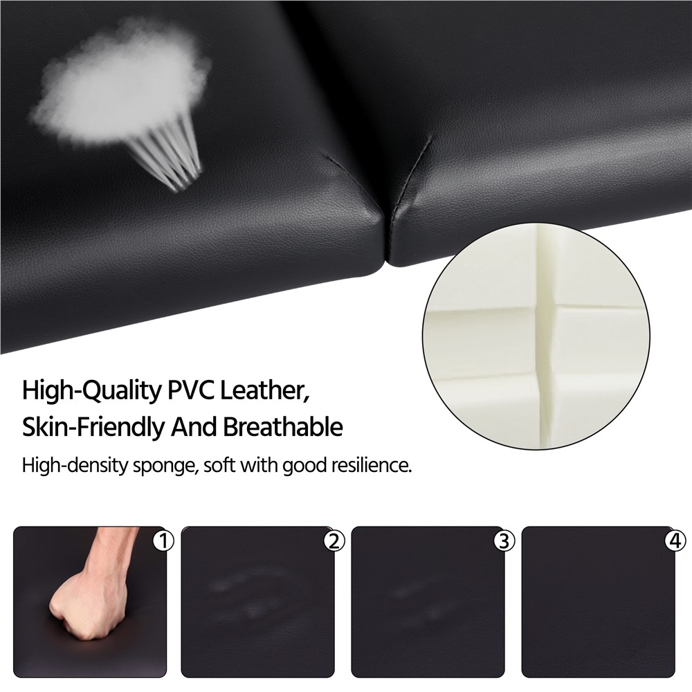 2 Sectional Folding Portable Massage Table with Face Cradle Armrests, Used