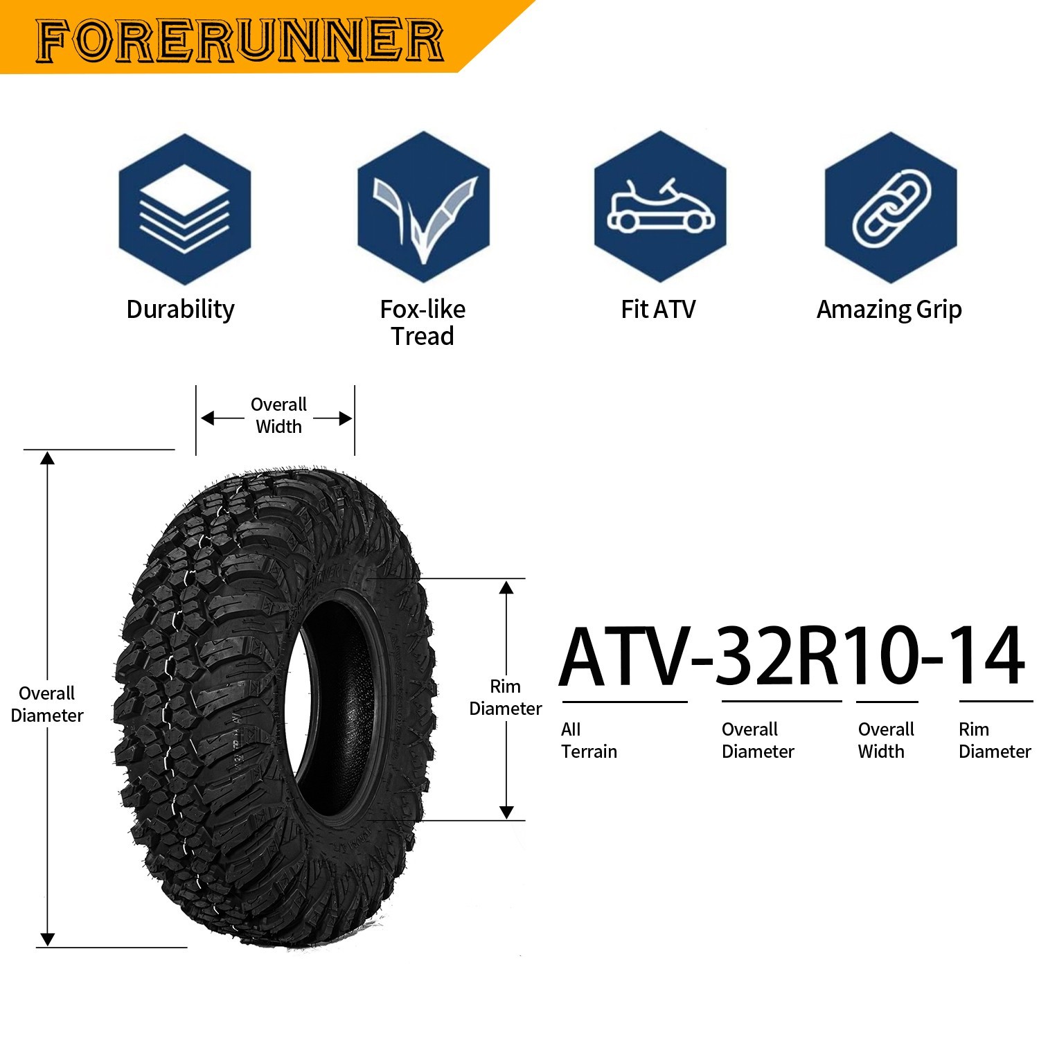 32x10-14 8Ply Radial ATV UTV Tires 32x10x14 Mud All Terrain Tires 32 10 14 Set 4