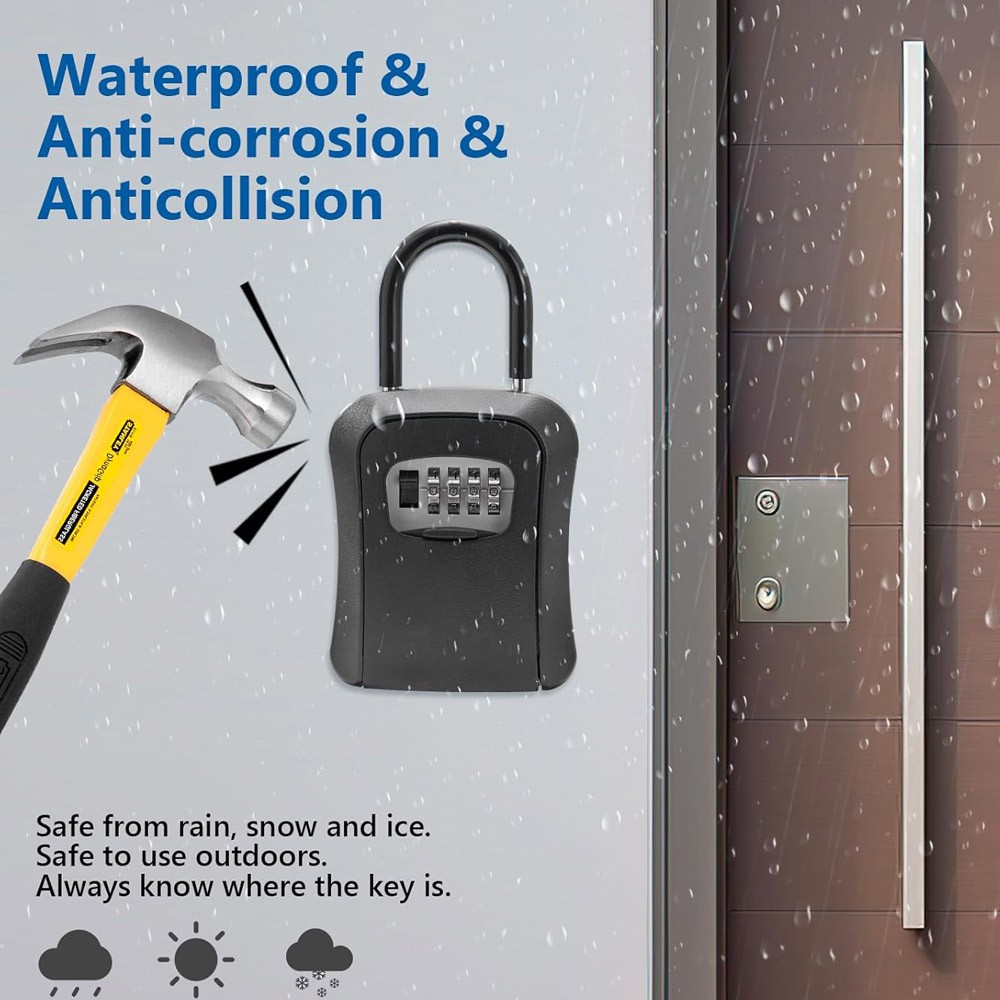 Safe Box Outside Combination Backup Keys Lockbox Portable Wall Mounted Key Lock