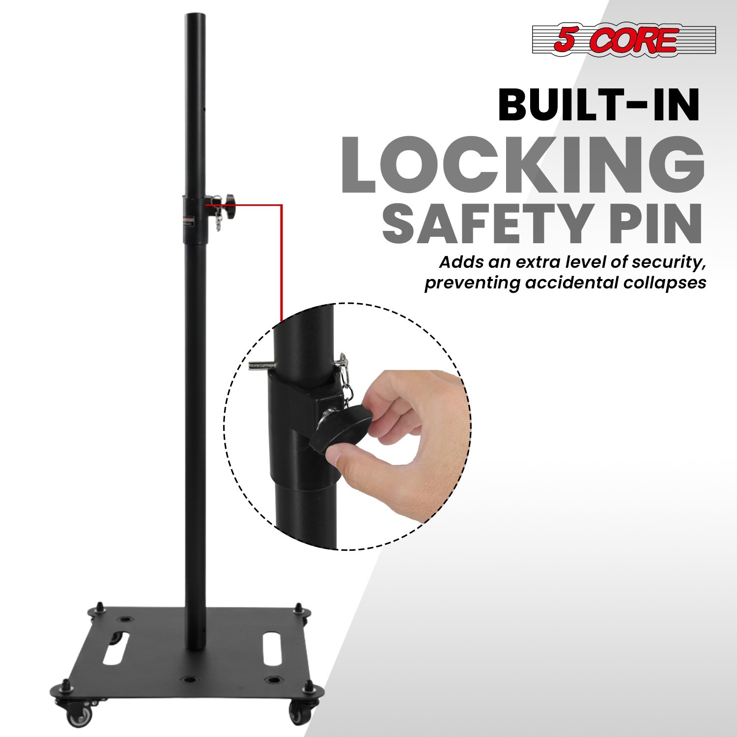 5Core Speaker Stand 2Pc Heavy Duty Adjustable Height 61" DJ PA Stands 35mm Mount