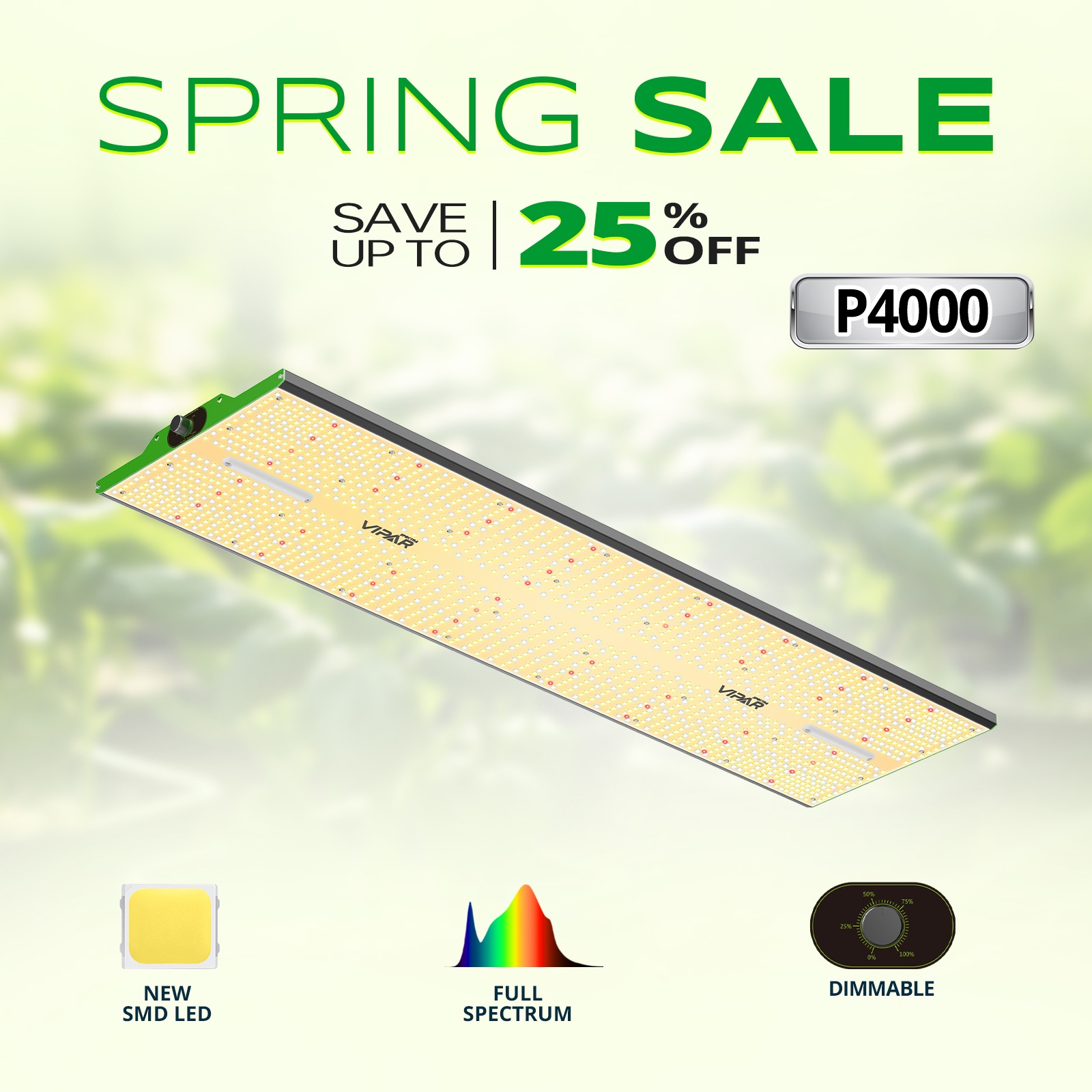 VIPARSPECTRA P4000 Led Grow Light Full Spectrum Commercial Grow Indoor Plants IR