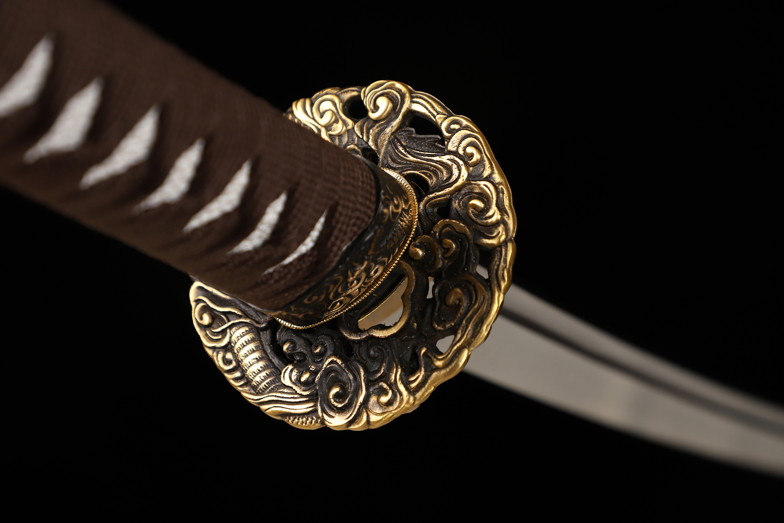 Katana Japanese Samurai Sword T10 Steel Clay Tempered Full Tang Sharp Brown Saya