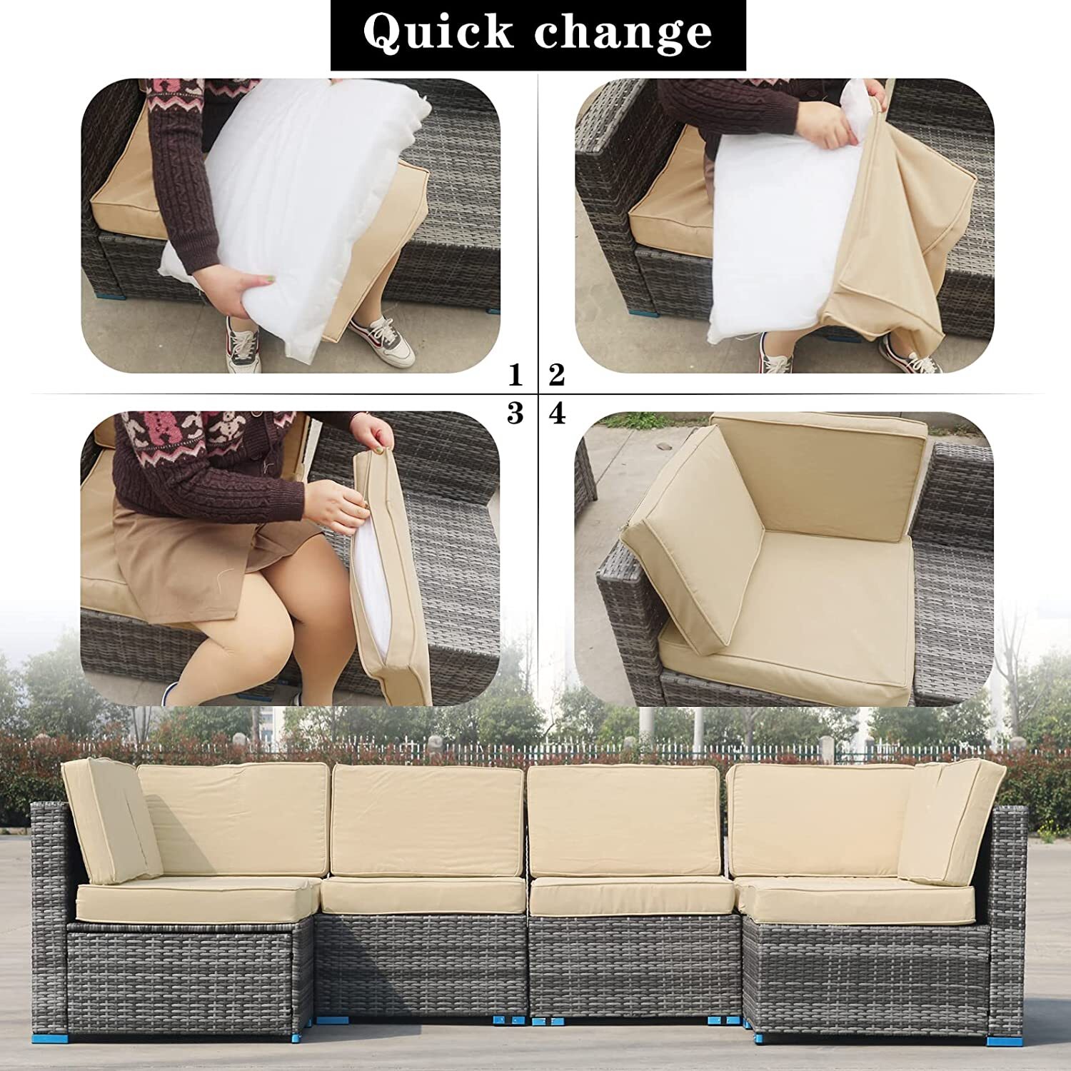 14 Pack Outdoor Patio Furniture Chair Cushion Covers Set Replacement Sofa Covers
