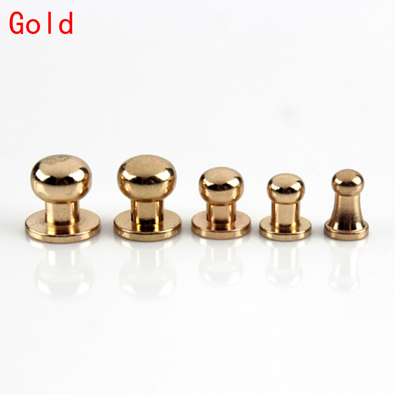10 Set 6/7/8/9/10mm Solid Brass sam brown browne Button Screw Studs Round Rivets