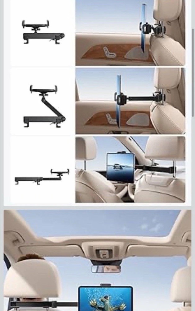 Tablet Holder For Car Headrest Black