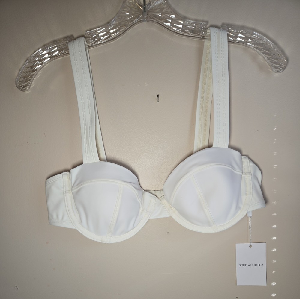 NWT Solid And Striped Lilo Bikini Swimsuit Top Ivory Size Large