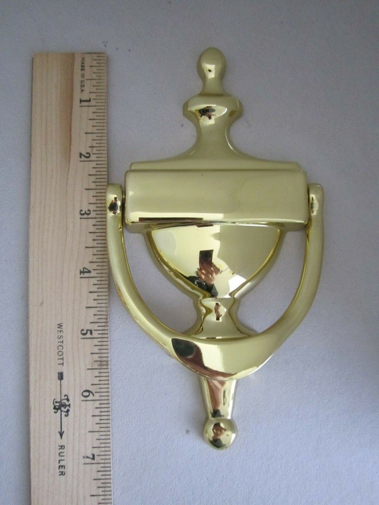 SOLID HEAVY BRASS VINTAGE DOOR KNOCKER ENGRAVEABLE MARKED EB ON BACK