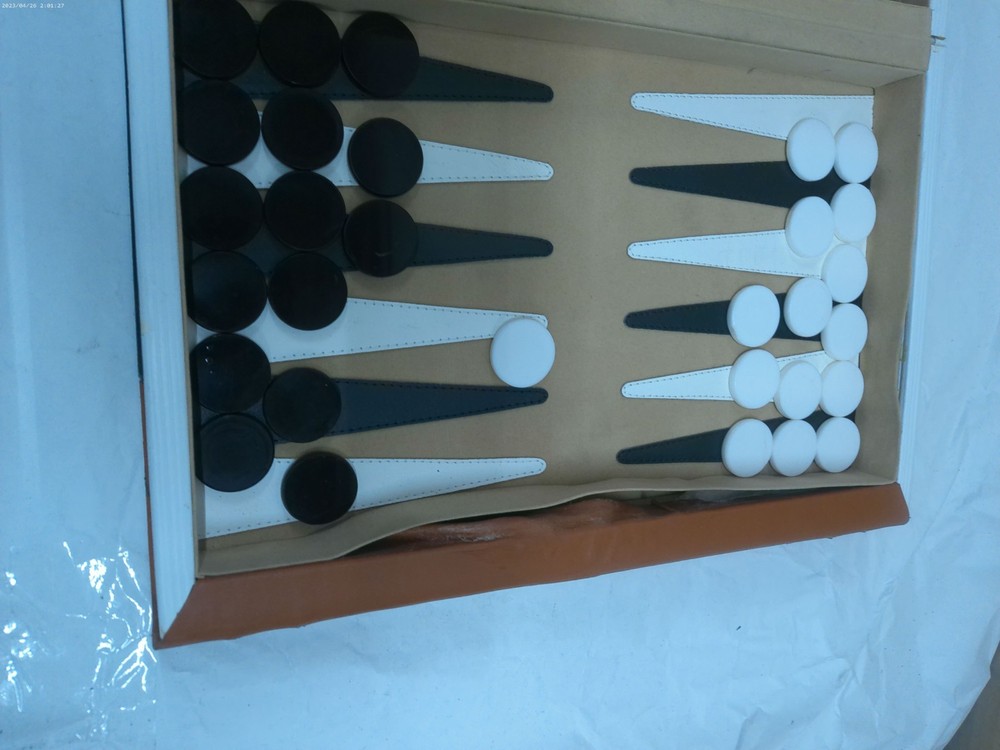 Vintage Backgammon Set – 14.5" Leatherette Case, Complete Pieces, Read Defect