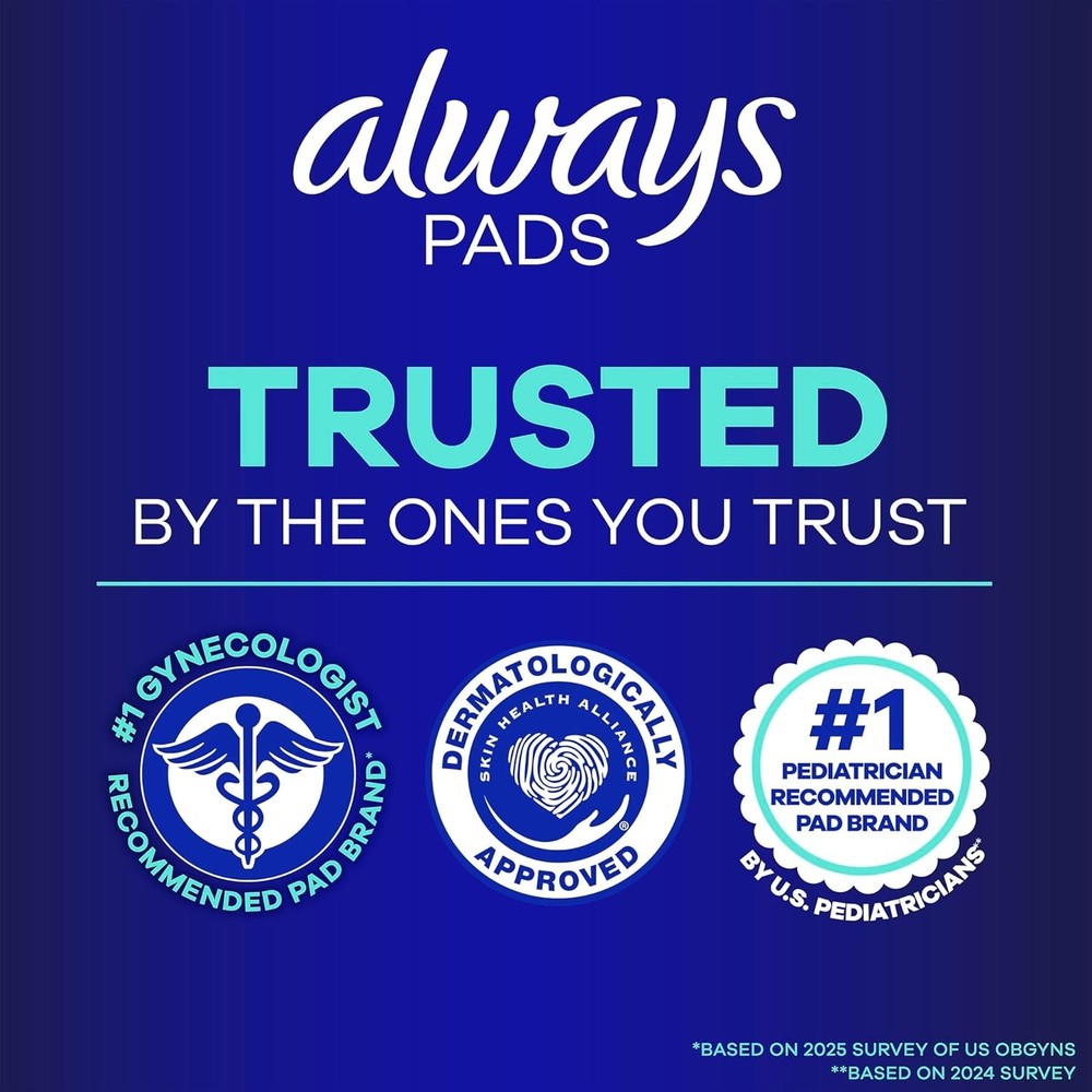 Always Maxi Pads Size 4 Overnight Absorbency Unscented 33 Count