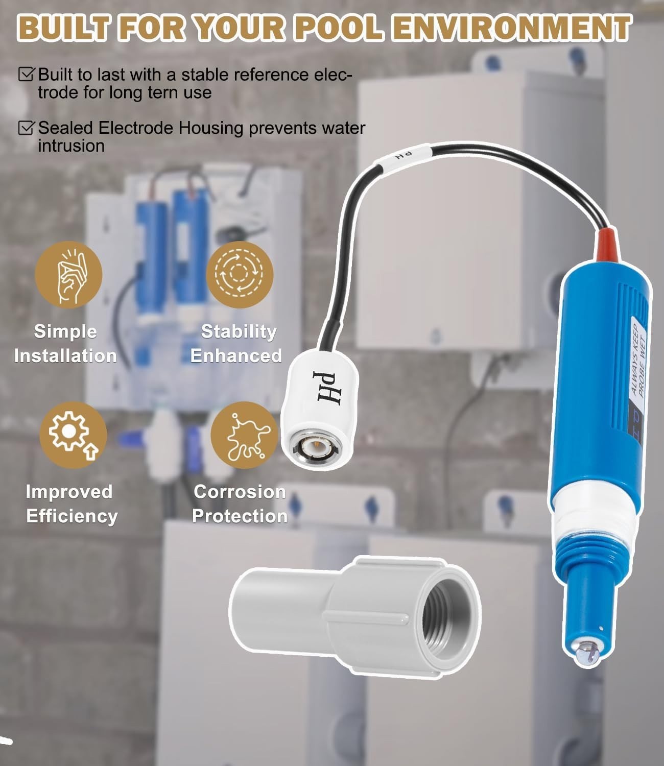 Replacement For Hayward Sense and Dispense PH Probe GLX-Probe-PH