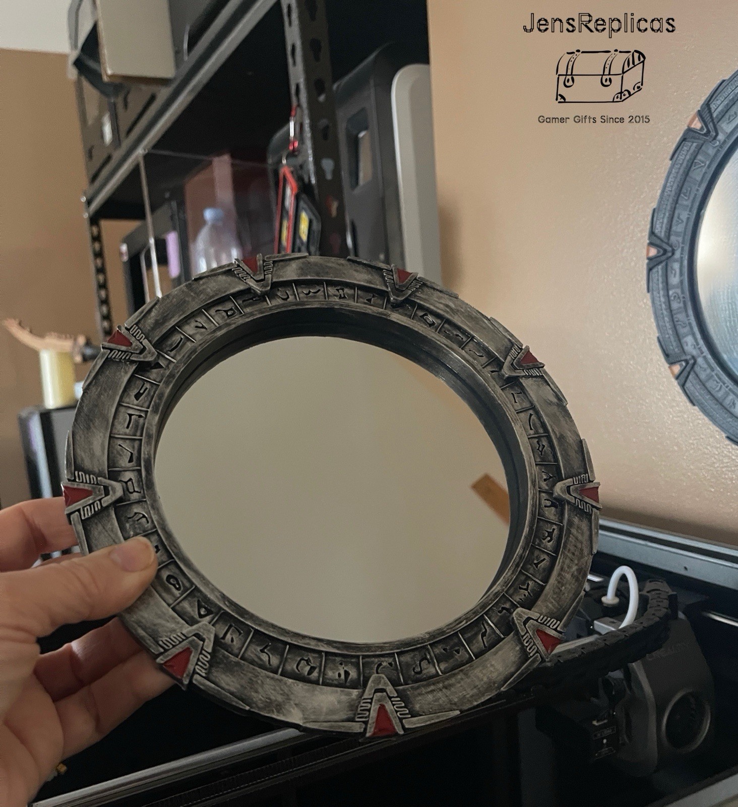 STARGATE HAND PAINTED 8” WALL MIRROR Or MAKEUP MIRROR FOR VANITY