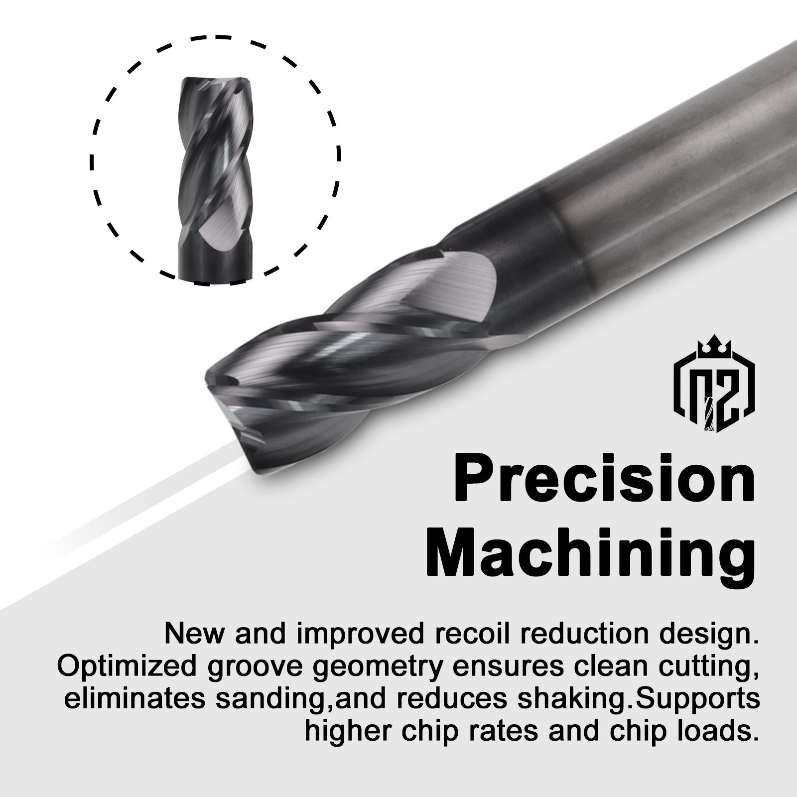 2 PCS 3/4" 4 Flute Solid Carbide 1-1/2" Overall Length End Mill - AlTiN Coated