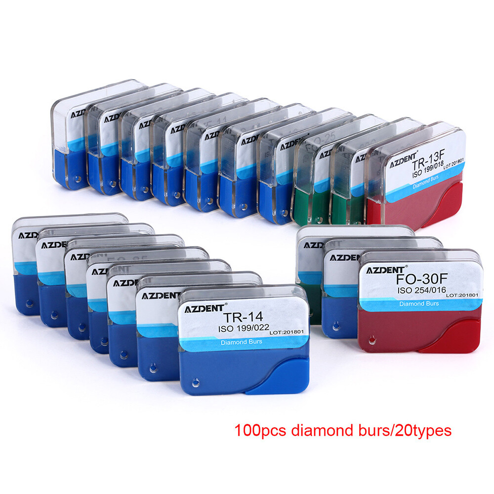 100Pzas Dental Fresas Dentales de Diamante FG Mezclado 20 Tamaño