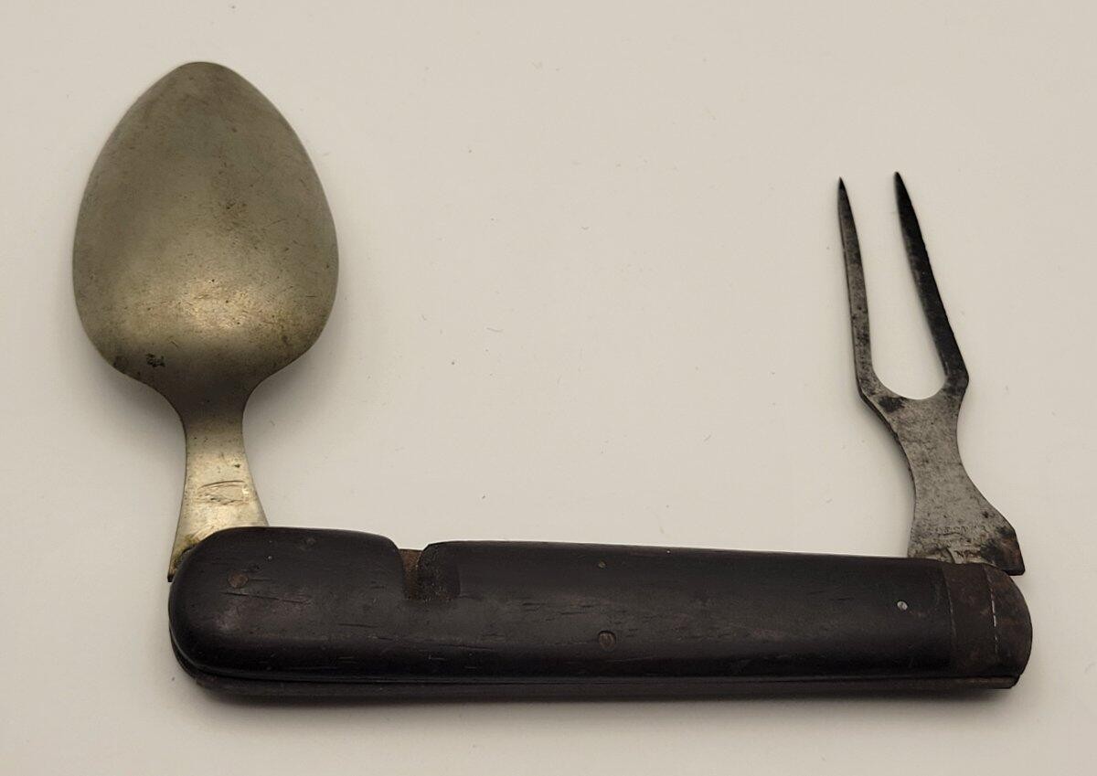 Antique Ulster Knife Co. Camp Folding Fork Spoon Indian Span Am War