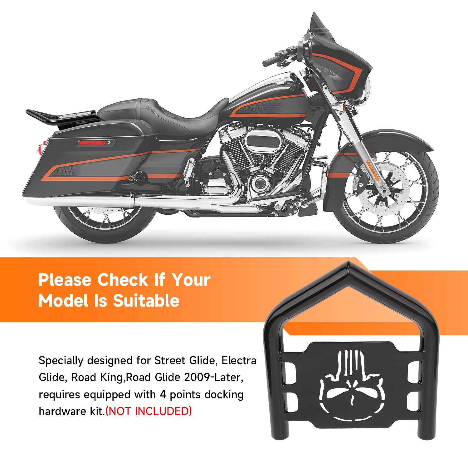 For 09-2025 Harley Touring Road King Glide Custom Two-Up Detachable Luggage Rack