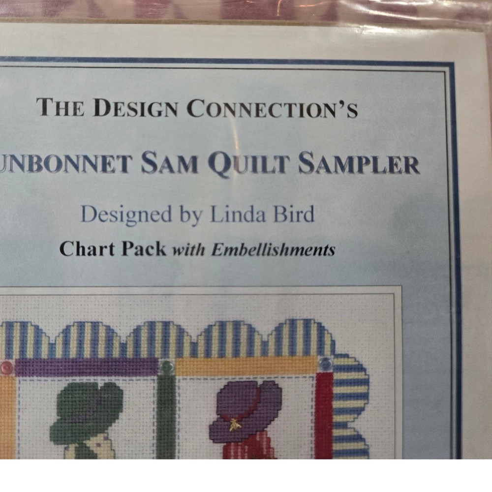The Design Connection Sunbonnet Sam Quilt Sampler Pattern NEW Charms Buttons